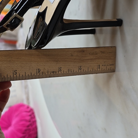 Jimmy Choo black patent platform peeptoe sling back heels Size 37.5 - Picture 16 of 16